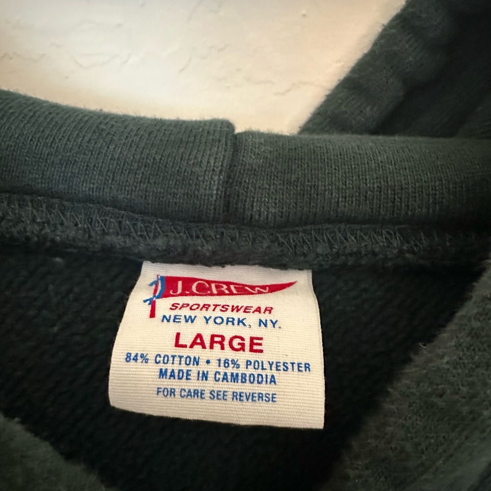 J. Crew Heritage 14 oz. Fleece Hoodie, Dark Forest, Large - Picture 2 of 3